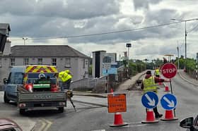 Work being carried out on the railway bridge today 