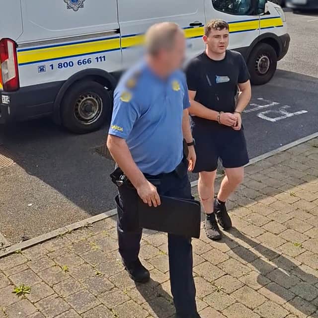 The accused, Thomas McGuinness entering Longford District Court