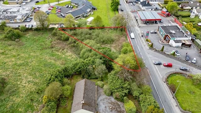The site, outlined in red, located on the Dublin Road