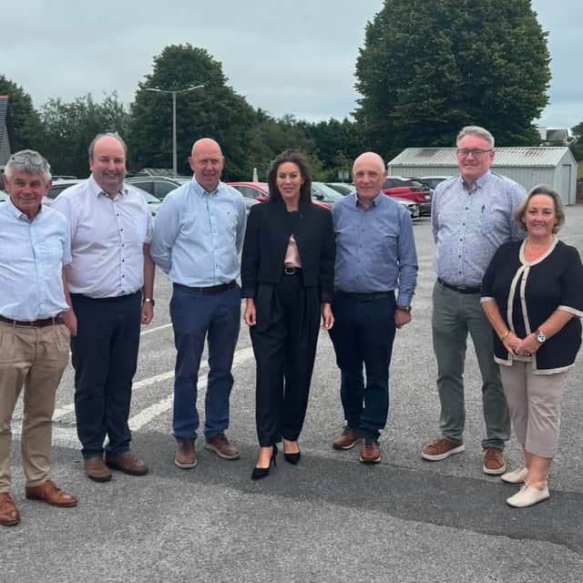 Councillors Martin Skelly, Colin Dalton, Paul Ross, Minister MacNeill, Padraig McNamara, Micheál Carrigy TD, and Peggy Nolan.