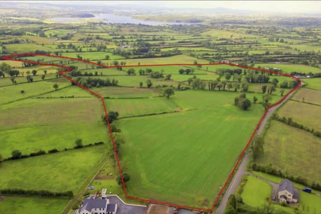 The farm, outlined here in red