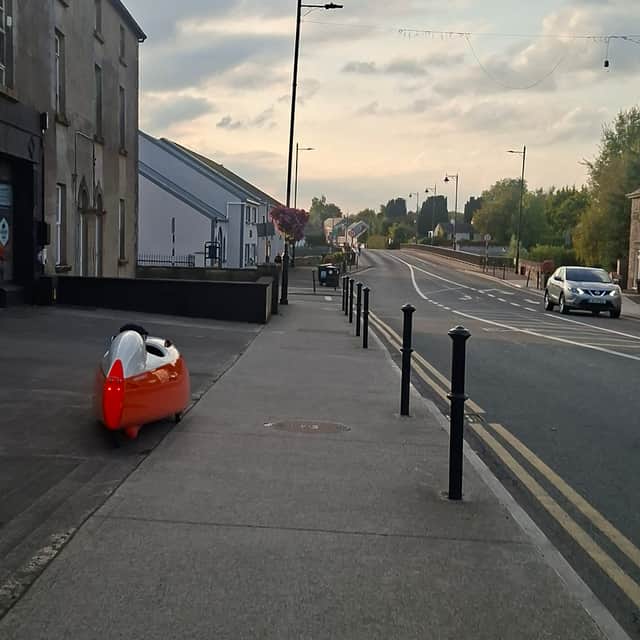 A rare and unusual sight! The velomobile in Lanesboro