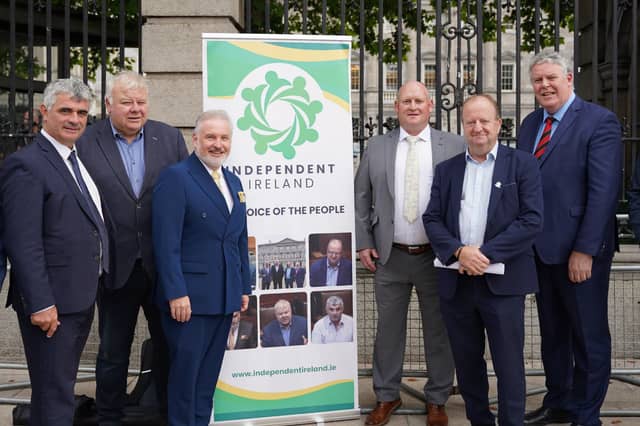 Granard Councillor Turlough McGovern has joined the Independent Ireland party. He is pictured here outside Leinster House today with party leader Michael Collins and MEP for the Midlands–North-West, Ciarán Mullooly.