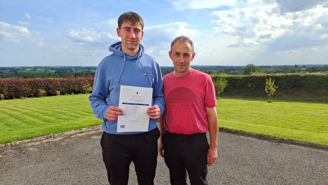 Conor Doherty with his dad Padraig at home in Ballinalee