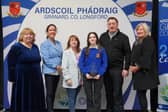 Award winning student Heather is pictured here with her parents Geraldine and Seamus, Ardscoil Phádraig Principal Ms Johnston, Head of Year Ms Reilly, and Manager of Granard Credit Union, Ms Miriam Whittle. 