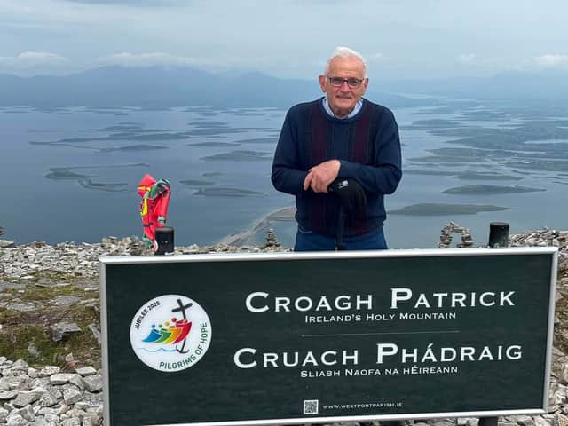 Danny after reaching the summit of Croagh Patrick