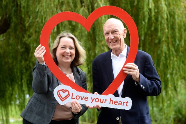 Heart patient Mark Sherry and Janis Morrissey, Deputy CEO and Director or Services at the Irish Heart Foundation