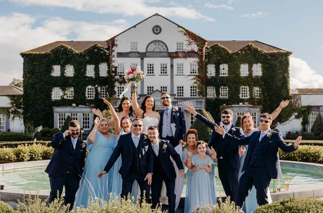 Mr & Mrs Podgorny with their bridesmaids and groomsmen at the Slieve Russell Hotel in Ballyconnell, Cavan
