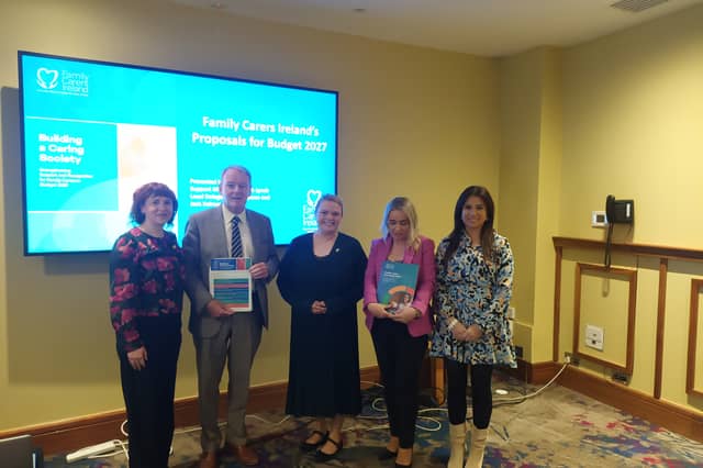 Pictured at the Budget 2027 town hall event for Laois, Offaly, Longford and Westmeath, hosted by Family Carers Ireland at the Tullamore Court Hotel on 10 September, from left to right, are Niamh Lynch, Support Manager Laois/Offaly, Family Carers Ireland; Deputy Brian Stanley, Independent; Angela Locke Reilly, Support Manager Longford/Westmeath, Family Carers Ireland; Deputy Carol Nolan, Independent; and Tanya Clear, Information Officer Laois/Offaly, Family Carers Ireland.