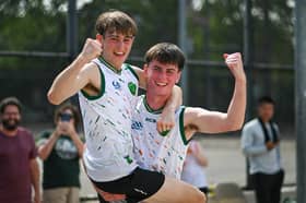 Longford's Thomas Finn and his doubles partner, Kevin McGrath after winning the U19 World Doubles Final in New York yesterday September 17