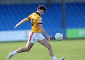 Sean Connolly’s sharpshooter Daniel Reynolds (who scored 1-9) pictured in action against Ballymahon in the Intermediate Football Championship semi-final Photo: Syl Healy 