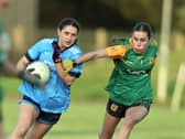 Clodagh Lohan pictured in action for Longford Slashers against St Brigid’s Gaels Ardagh opponent Caitlin Derwin in the LGFA Division 1 senior league final on August 20  Photo: Syl Healy 