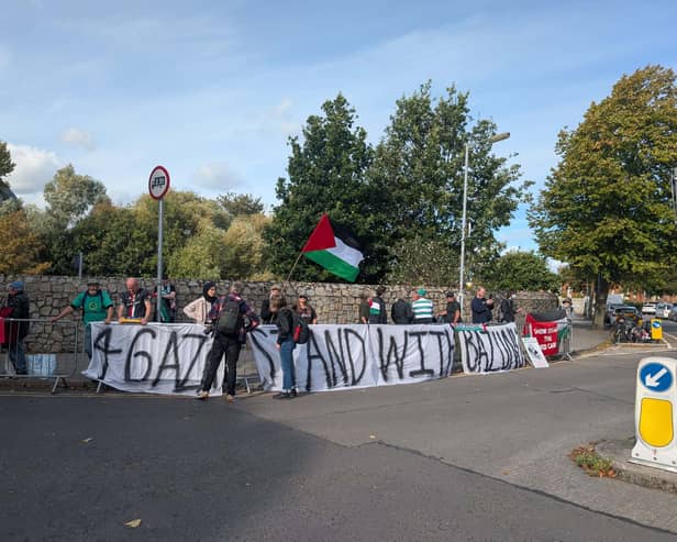 A protest outside the Aviva Stadium