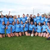 The triumphant Longford Slashers senior ladies football squad celebrate the fantastic 8-in-a-row success  Photo: Syl Healy  