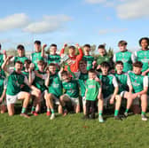 The Clonguish Og U-18 squad celebrate the win over Granard in the Minor ‘A’ Football Championship final Photo: Syl Healy 