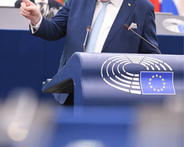Longford MEP Ciaran Mullooly in Strasbourg during an affordable housing debate