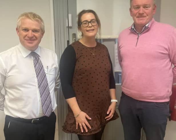 Local Fine Gael TD Micheál Carrigy recently met Longford INTO representatives Deirdre Rooney and Herbert Farrell ahead of Budget 2027. Credit: Micheál Carrigy/Facebook