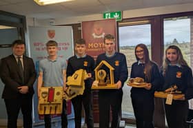 The 5 students of Moyne CS who achieved Distinctions in Wood Technology, scoring 85% or higher in the subject.  