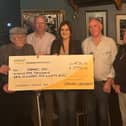 Pictured l to r are; Granard Show Chairperson Gerry Tully, Mattie Connell (former Show Chairperson), Sean Donohoe (Joint Treasurer), Louise and Mickey Kelly of Kelly’s Bar, Kay Tully (Joint Treasurer) and Sean Kiernan (Vice Chairperson).