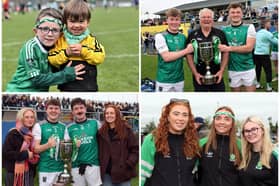 The Clonguish junior football squad, mentors and family members celebrating their dramatic win over Ballymore in the ‘A’ championship final, completing the first part of a memorable double at Glennon Brothers Pearse Park 