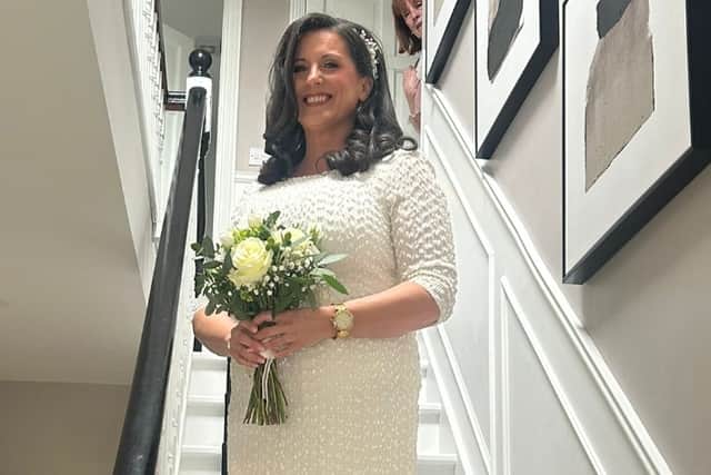 Tona Clabby pictured on her wedding day