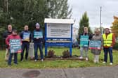 Members of the Irish Prison Service picketing outside the headquarters in Longford town