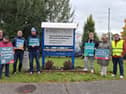 Members of the Irish Prison Service picketing outside the headquarters in Longford town