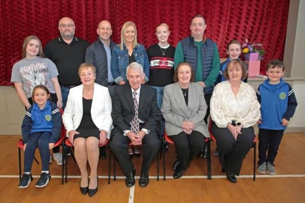 
Co-author 'ESB Lanesborough -The People Who Powered It' John Loughlin pictured with his family at the launch of the book last Thursday in St Mary’s parish hall, Lanesboro Picture: Shelley Corcoran