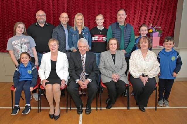 Co-author 'ESB Lanesborough -The People Who Powered It' John Loughlin pictured with his family at the launch of the book last Thursday in St Mary’s parish hall, Lanesboro Picture: Shelley Corcoran