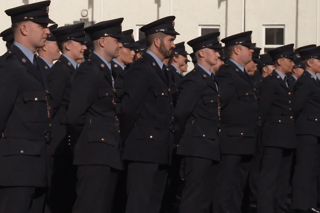 The Garda trainees at today's passing out ceremony in Templemore   