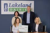  Lakeland Dairies Bursary Recipient Katherine Kilduff with her mother, Patricia, Edgeworthstown, Co. Longford, with Liz Shouldice, Chief People Officer and Pat Shiels, Chief Strategy and Member Officer, Lakeland Dairies. Katherine is studying Agricultural Science at UCD.