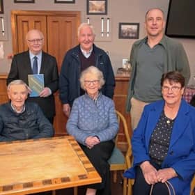 Author of ‘Discrimination: My Ordeals as a Longford County Council Engineer’ Gerry Murtagh, with Paul and Seamus Mallon, Joe Hunt, Marie Mulvey and Mary Mallon