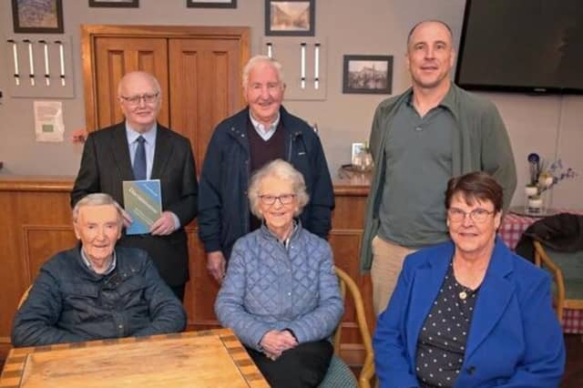 Author of ‘Discrimination: My Ordeals as a Longford County Council Engineer’ Gerry Murtagh, with Paul and Seamus Mallon, Joe Hunt, Marie Mulvey and Mary Mallon