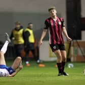 Longford Town goalscorer James Bailey pictured in action against Athlone at Bishopsgate on Friday night Photo: Syl Healy 