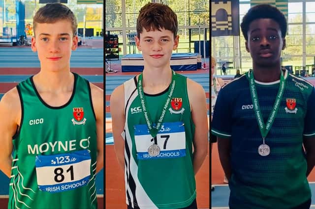 Moyne CS students John Fitzpatrick, Andrew Fitzpatrick and El Nathan Okoh
