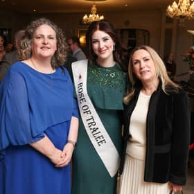2026 Rose of Tralee Caoilfhinn Ní Choiligh with CLodagh Kelly Tipperary ETB and Anne McHugh Donegal ETB