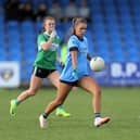 Lara O’Connor pictured in action for Longford Slashers ahead of Clonguish opponent Darcy Brady in the recent LGFA SFC final at Glennon Brothers Pearse Park  Photo: Syl Healy