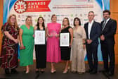 Staff of Longford County Council are pictured receiving the Regional Award and an Exceptional High Achiever Award at the Annual All-Ireland Occupational Safety Awards 2026. Picture also includes Mark Cullen, CEO of the Health and Safety Authority, Fergal McKevitt, President of NISO, and Wendy Moore, Chair of NISG