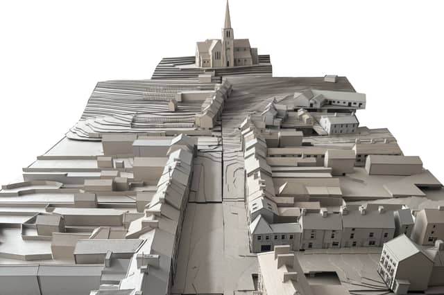 A physical street model depicting Granard Town