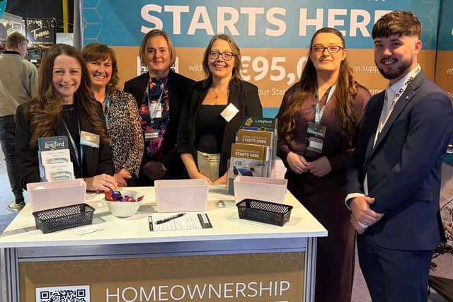Pictured at the PTSB Ideal Home Show in the RDS to promote Longford County Council’s Starter Home Purchase Scheme at Cúirt an Easpaig, Ballinalee Road, Longford Town were Mary Goldsbury, A/Director of Services, Longford County Council, Slyvia Kilcline, Longford County Council, Breege Cronin, Longford County Council, Chief Executive of Longford County Council Samantha Healy, Edel Hackett, Longford County Council and Shane McLoughlin, DNG Begley, Athlone