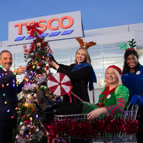 Pictured at the launch of the €100,000 Lighting Up Christmas Fund were (l-r) Jerry Buttimer TD, Minister of State for Charities, Gaeltacht and the Islands & Rural Transport; Louise Glennon, Head of Community, Tesco Ireland; Claire Bucke, South Community Champion, Tesco; and Fatou Nyang, Tesco colleague, Mahon Point, Co Cork.