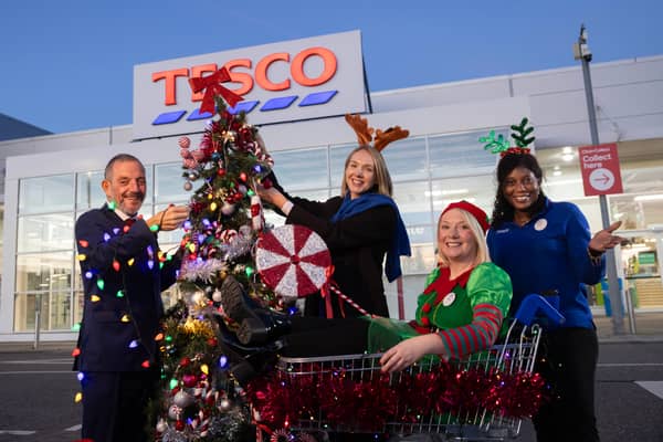 Pictured at the launch of the €100,000 Lighting Up Christmas Fund were (l-r) Jerry Buttimer TD, Minister of State for Charities, Gaeltacht and the Islands & Rural Transport; Louise Glennon, Head of Community, Tesco Ireland; Claire Bucke, South Community Champion, Tesco; and Fatou Nyang, Tesco colleague, Mahon Point, Co Cork.