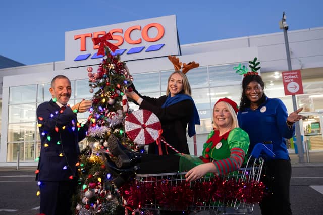 Pictured at the launch of the €100,000 Lighting Up Christmas Fund were (l-r) Jerry Buttimer TD, Minister of State for Charities, Gaeltacht and the Islands & Rural Transport; Louise Glennon, Head of Community, Tesco Ireland; Claire Bucke, South Community Champion, Tesco; and Fatou Nyang, Tesco colleague, Mahon Point, Co Cork.