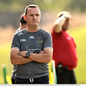 New Longford senior football supremo, Andy McEntee, as St Peter's Dunboyne coach, during the Meath County Senior Club Football Championship against Summerhill at Páirc Tailteann on August 17, 2025