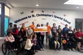 St Christopher's Special School students pictured celebrating their fantastic fundraising achievement for the Jack and Jill Children's Foundation