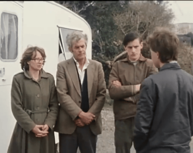 Mary and Patrick Courtney with their son Patrick speaking to Philip Blanchfield