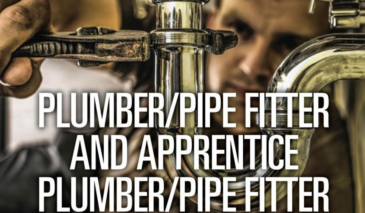Longford Jobs Alert Plumber/Pipe fitter and Apprentice plumber/pipe