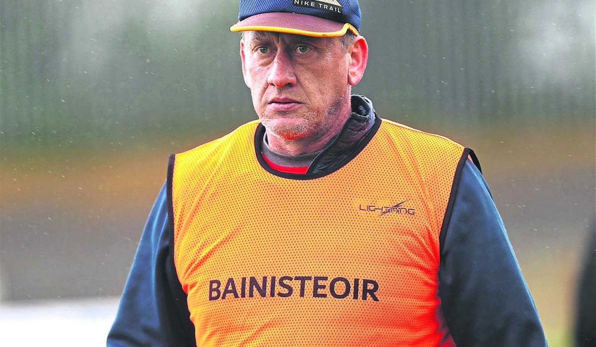 Longford IFC Final Ballymahon boss Alan Hudson working with a fine
