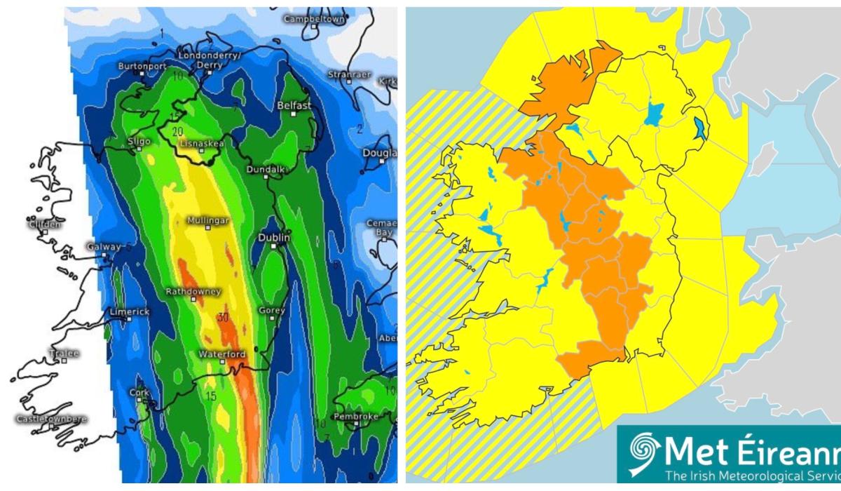 Met Éireann issues upgraded Orange weather warning for Longford with