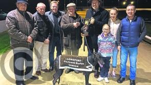 Urban Jet wins the Jim Valentine Memorial Stake at Longford Greyhound Stadium  
